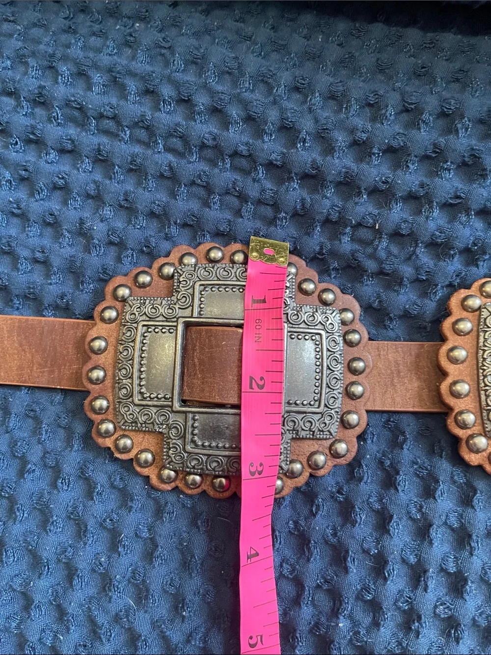 Roper Brown Leather Wall Strap with Decorative Conchos